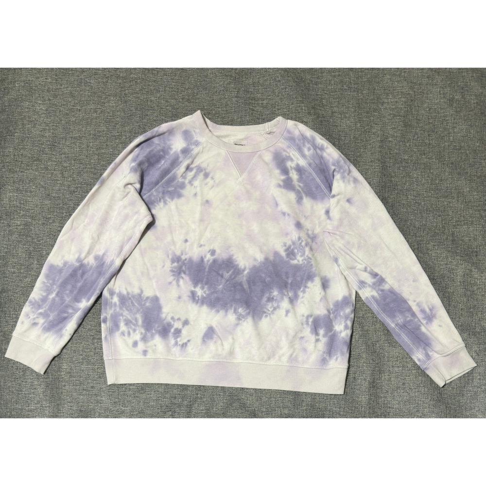 Sonoma Womens XL Sweatshirt Purple White Tie Dye Raglan Sleeve Crew Neck